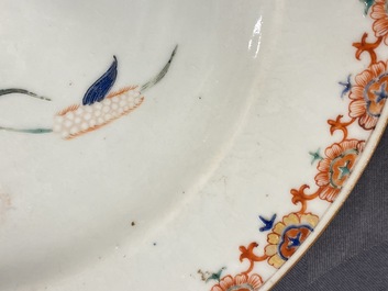A fine Chinese Kakiemon-style 'quails' plate, Qianlong